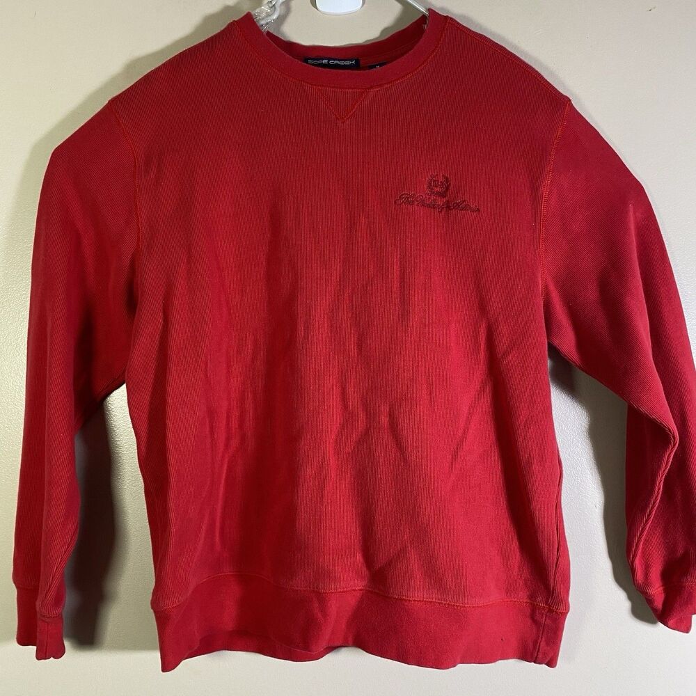Waldorf Astoria Logo Sweater Sope Creek Mens Medium Red Cotton Blend